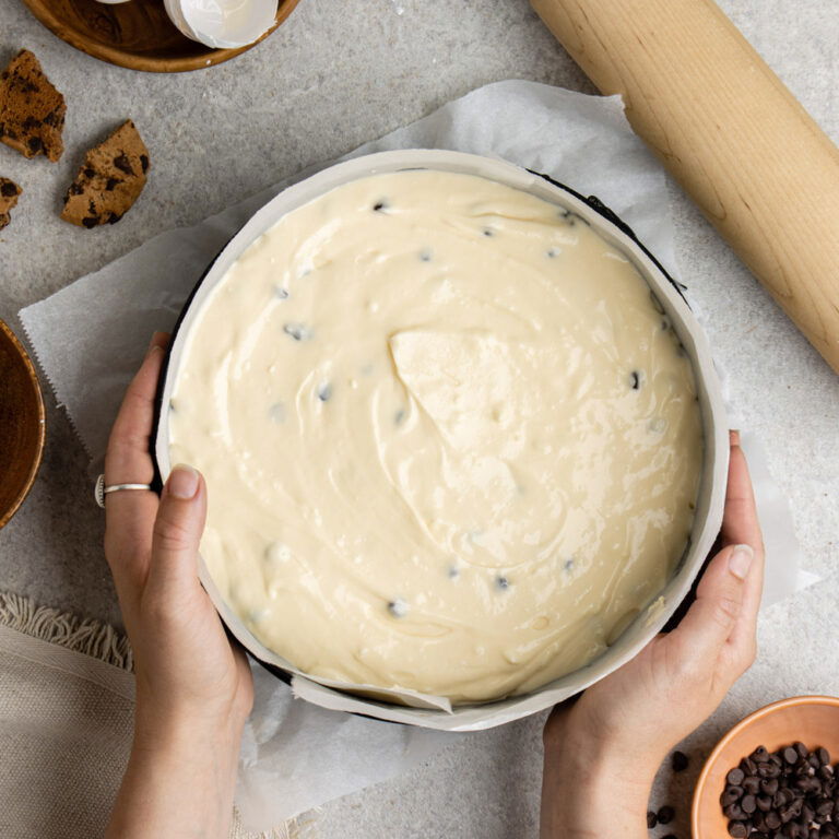 New York style cheesecake met chocolate chip cookies