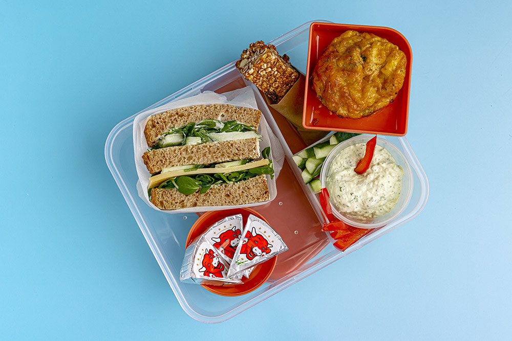 Lunchbox Sandwich kaas en groente muffin