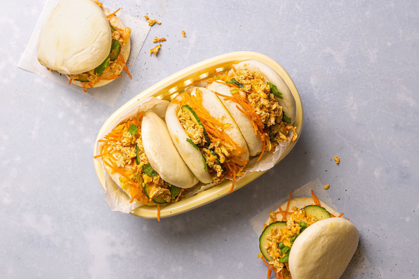 Bao buns met shredded tofu