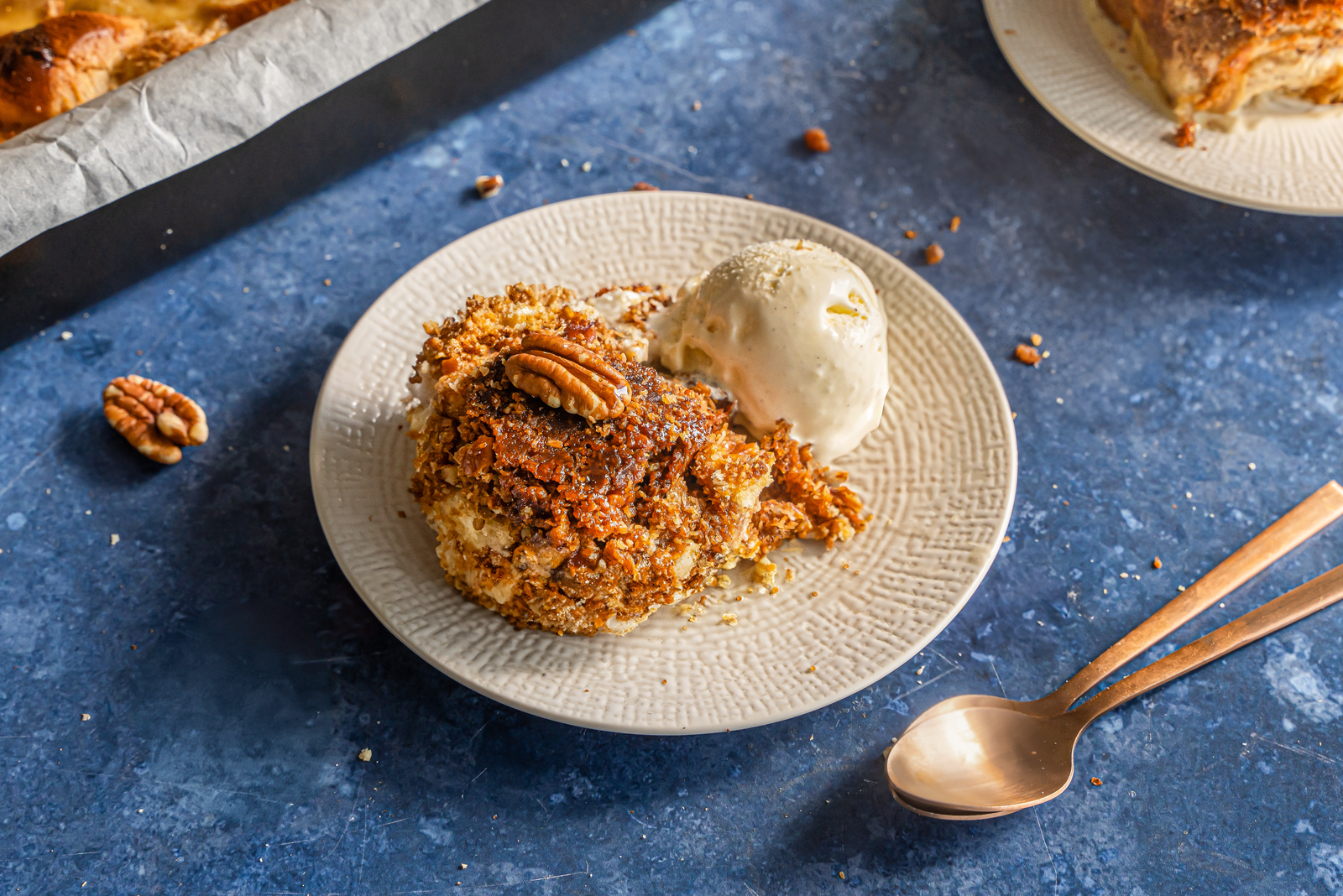 Broodpudding met kokos en pecan