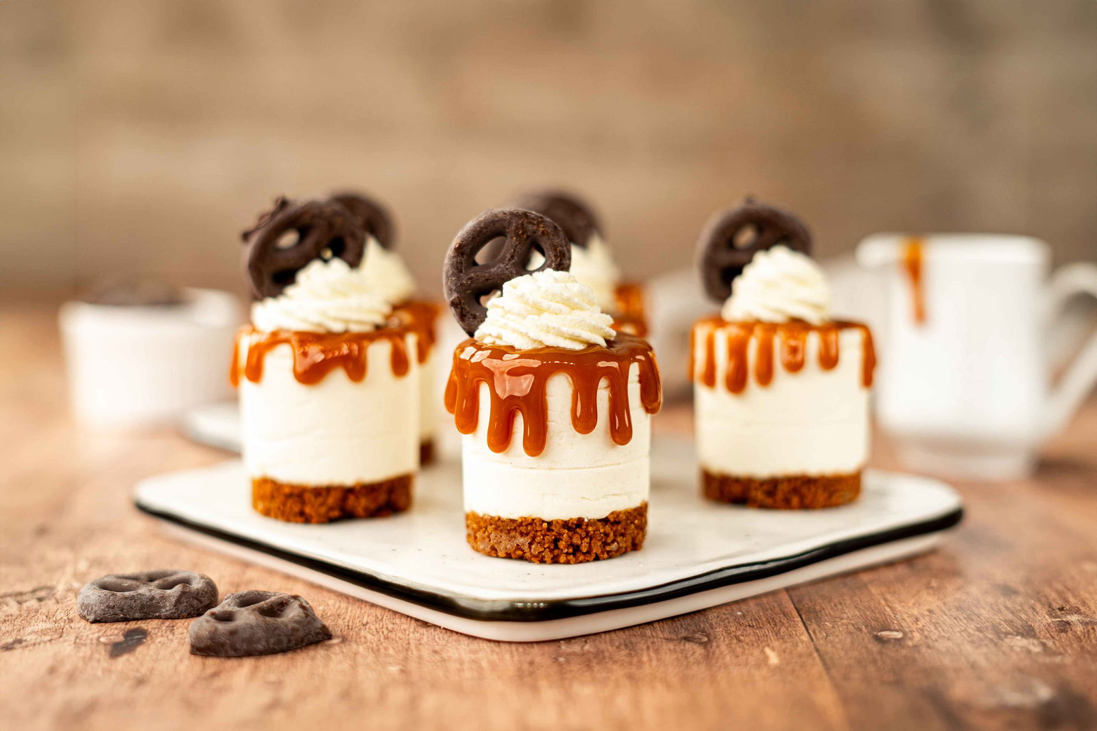 Salted caramel mini cheesecakes