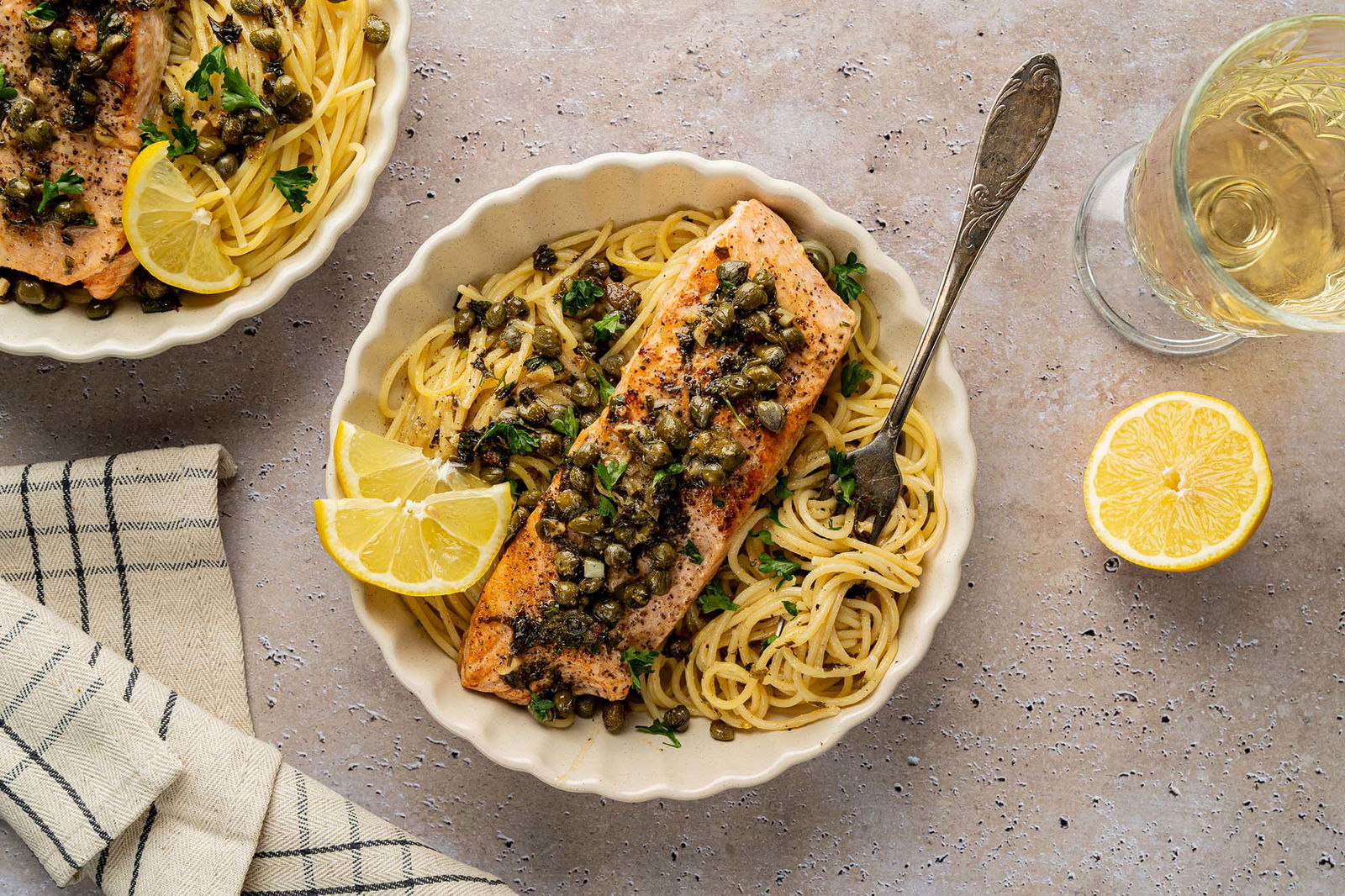 Zalm Piccata Met Spaghetti